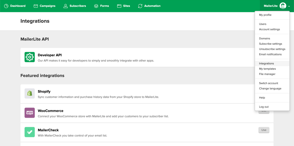 MailerLite vs ConstantContact. MailerLite Integrations.