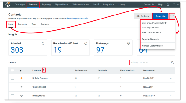 ConstantContact vs Hubspot. ConstantContact contact management